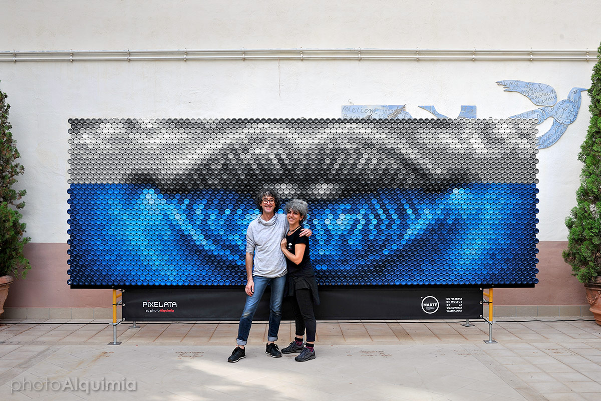 Pixelata, Mural made with recycled beverage cans for MARTE, International Contemporary Art Fair of Castelló 2020