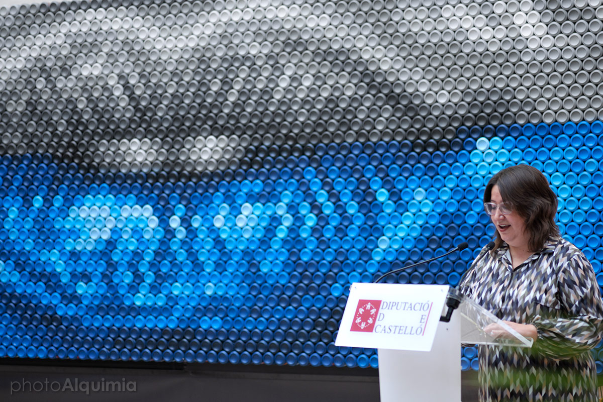 Pixelata, Mural realizado con latas recicladas para MARTE, Feria Internacional de Arte Contemporáneo de Castelló 2020
