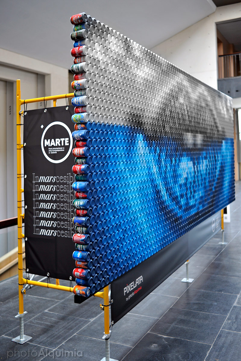 Pixelata, Mural made with recycled beverage cans for MARTE, International Contemporary Art Fair of Castelló 2020