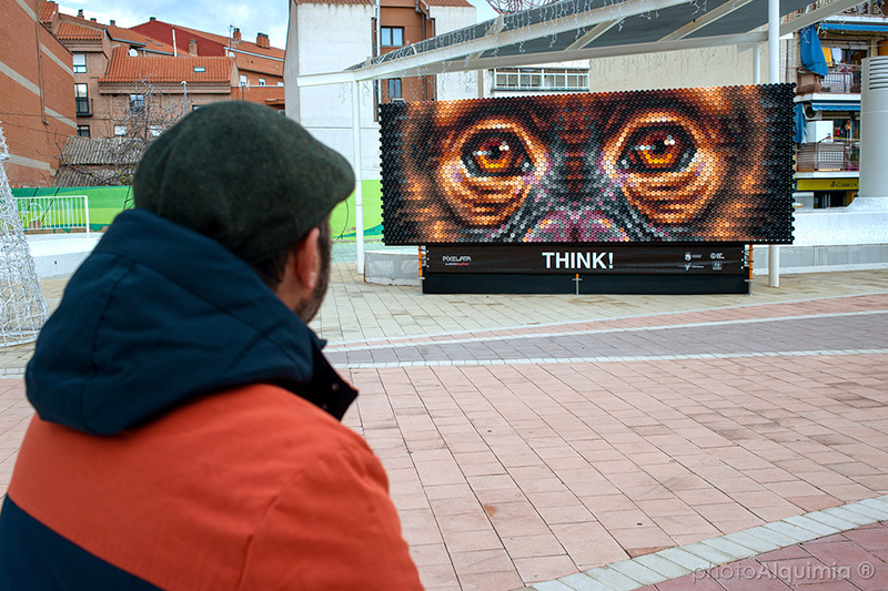 Pixelata, Urban street art mural made in Fuenlabrada with recycled beverage cans