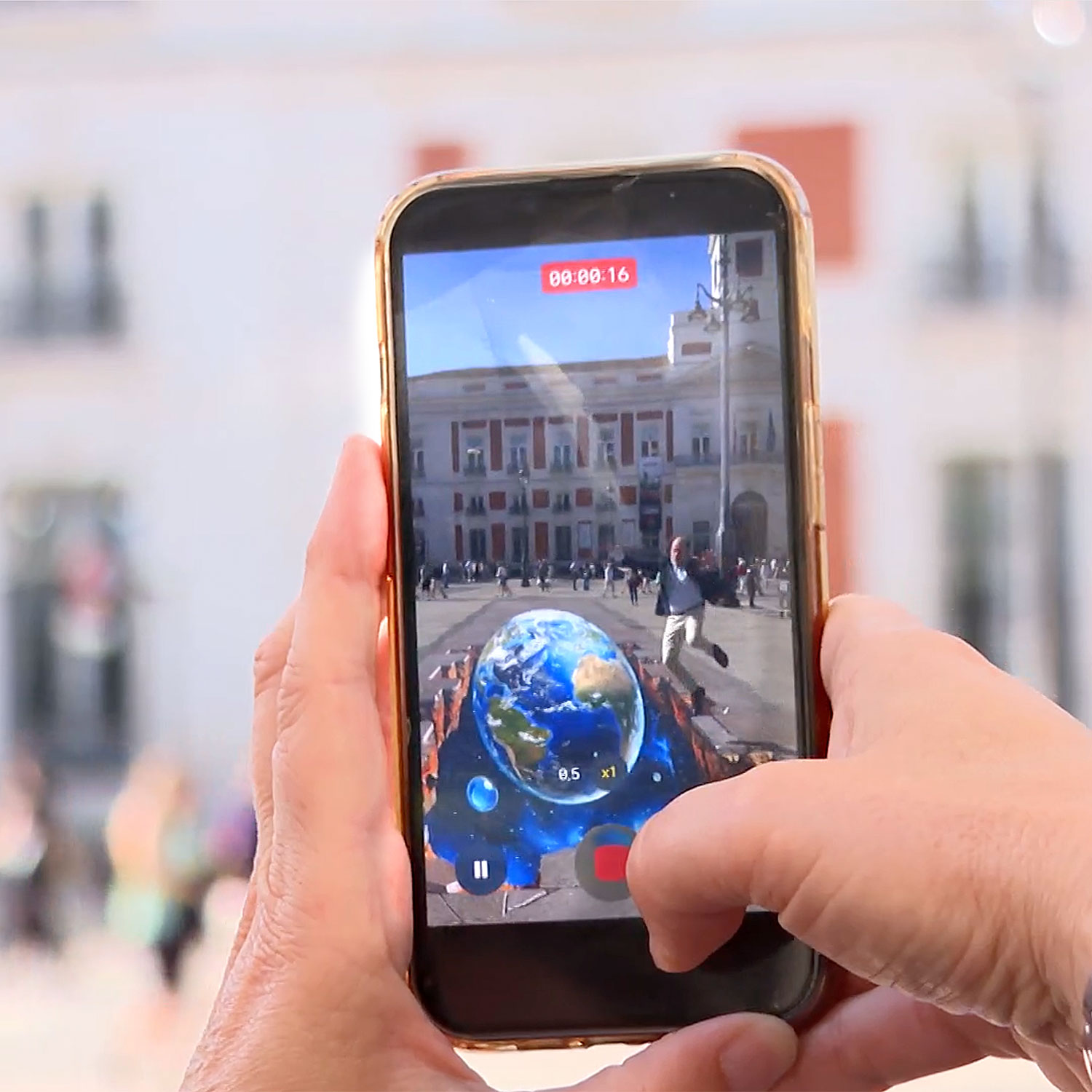 Mural anamorfico 3d realizado por photoAlquimia en Puerta del Sol para Fundacion Canal