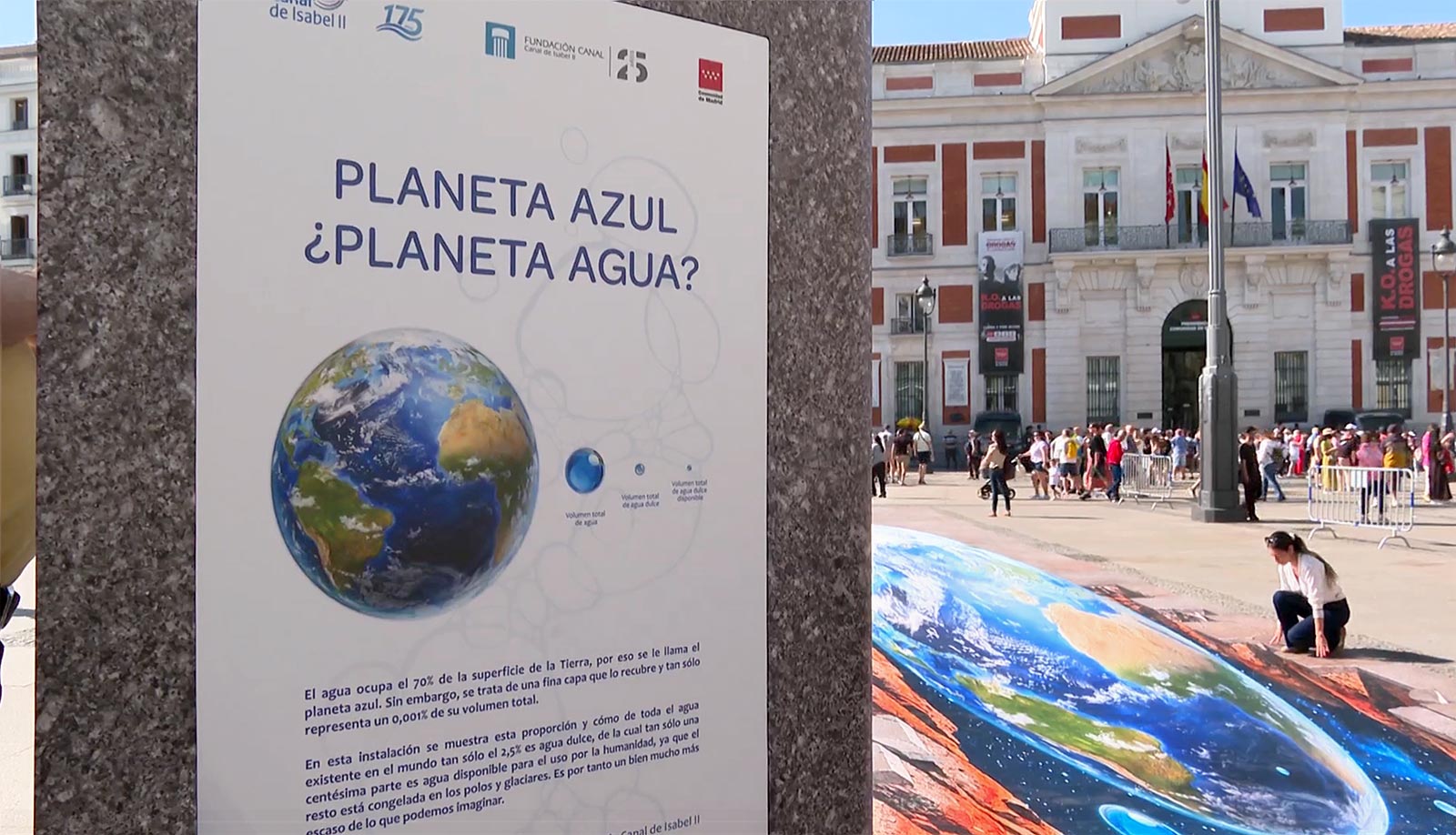 Mural anamorfico 3d realizado por photoAlquimia en Puerta del Sol para Fundacion Canal