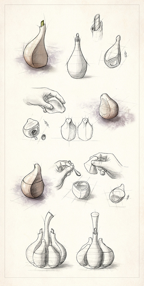 Ajorí, Porcelain design oil cruet in the shape of a garlic inspired by nature